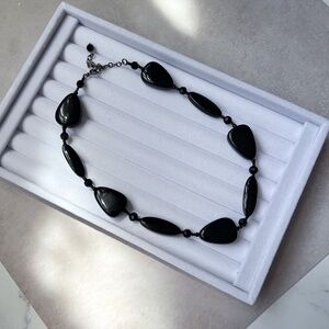 Ann Taylor Short Strand Beaded Variety Necklace Black Glass